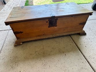 Antique Rustic Wood Storage Chest / Blanket Trunk — 52”L x 26”W