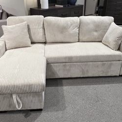 Corduroy Sectional Sleeper With Storage 