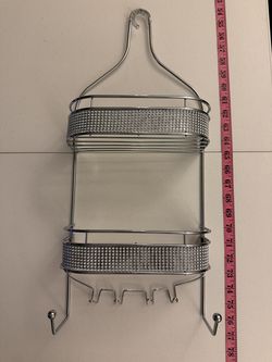 Chrome hanging shower caddy