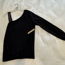 New black blouse with strap detail