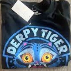Kids Size Large K-pop Derpy Tiger Black Shirt