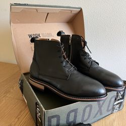 UNWORN Men’s 9.5 Black Leather Steel Toe Boots