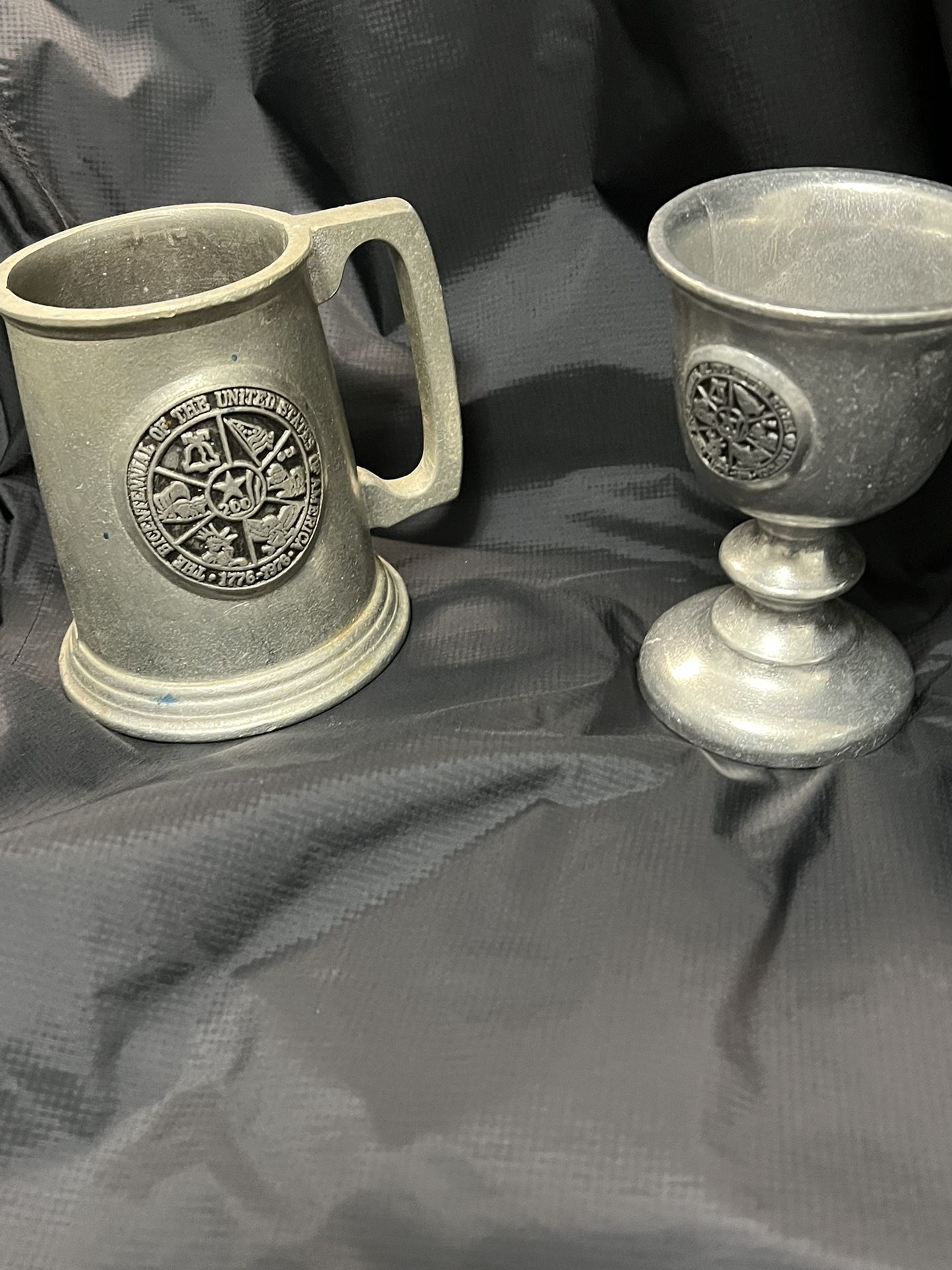 Bicentennial Engraved pewter beer stein/Mead Cup