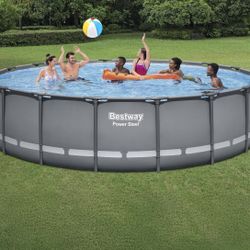 Best way Power Steel 18 X 48 Round Above Ground Pool Set