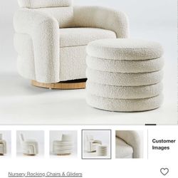 Crate Kids Boucle Swivel Glider And Storage Ottoman