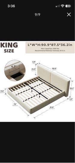 Brand new slats with steel poles and legs for support - king bed