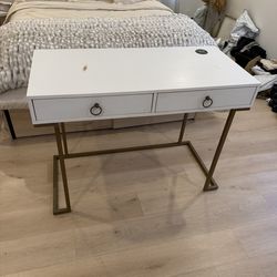 White / Gold Vanity Desk