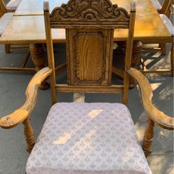 Antique solid oak dining table