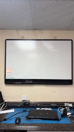 White board heavy duty hangs on the wall.