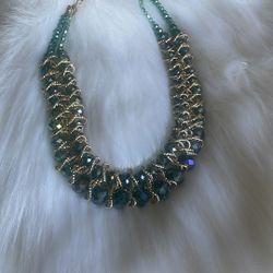 Teal And Gold Necklace 