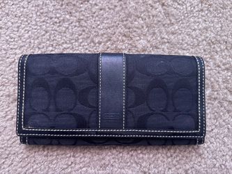 Vintage Coach Hamptons Black Signature Stripe Envelope Wallet Card Holder Clutch