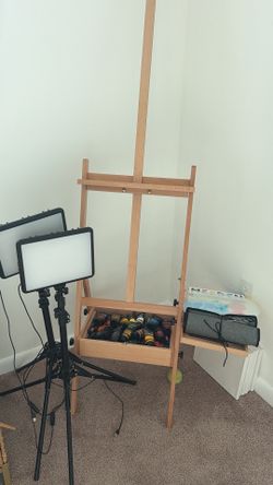 Easel and paint supplies