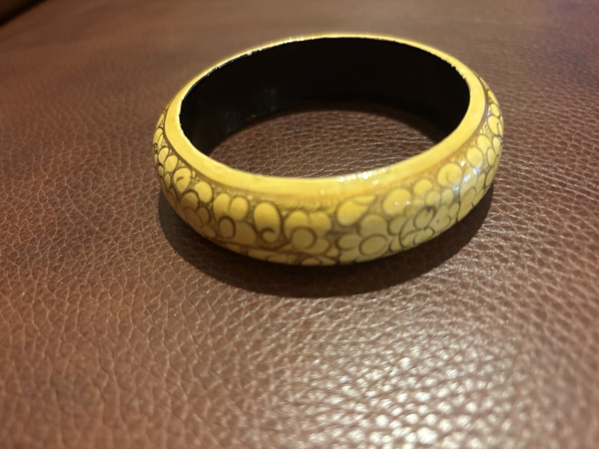 Elegant Floral Yellow Bangle Bracelet