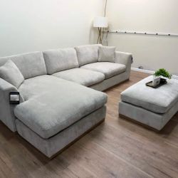 Henredon Caley Reversible Sofa Chaise with Ottoman