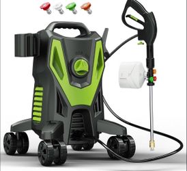 2400 PSI Electric Pressure Washer – 4-Wheel High Pressure Cleaner | Green
