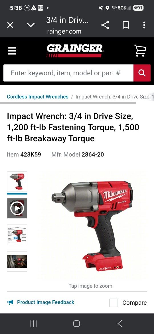 Milwaukee 3/4 Drive Impact light new