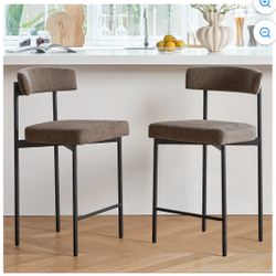 GrandNoor GREY Modern Bar Stools Set of 2 - New In Box