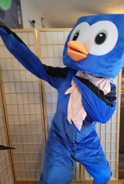 Krister Blue Owl Mascot Costume Adult Halloween Costume