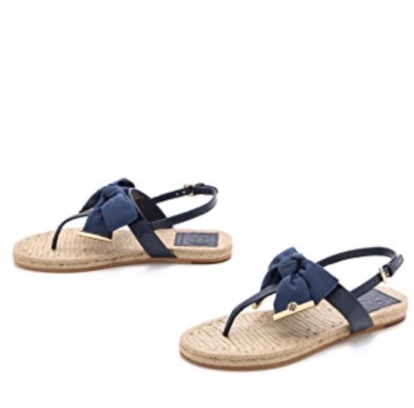 Tory Burch Penny Flat Bow Espadrille Thong Sandles