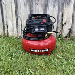 Air Compressor Porter Cable 6 Gallon 150 Psi With Nail Gun Attachments And Nails