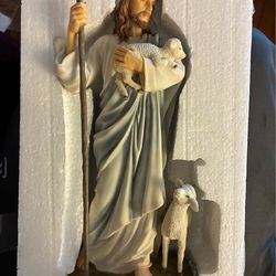 11.38 Inch Jesus The Shepherd Decorative Figurine, Pastel Color