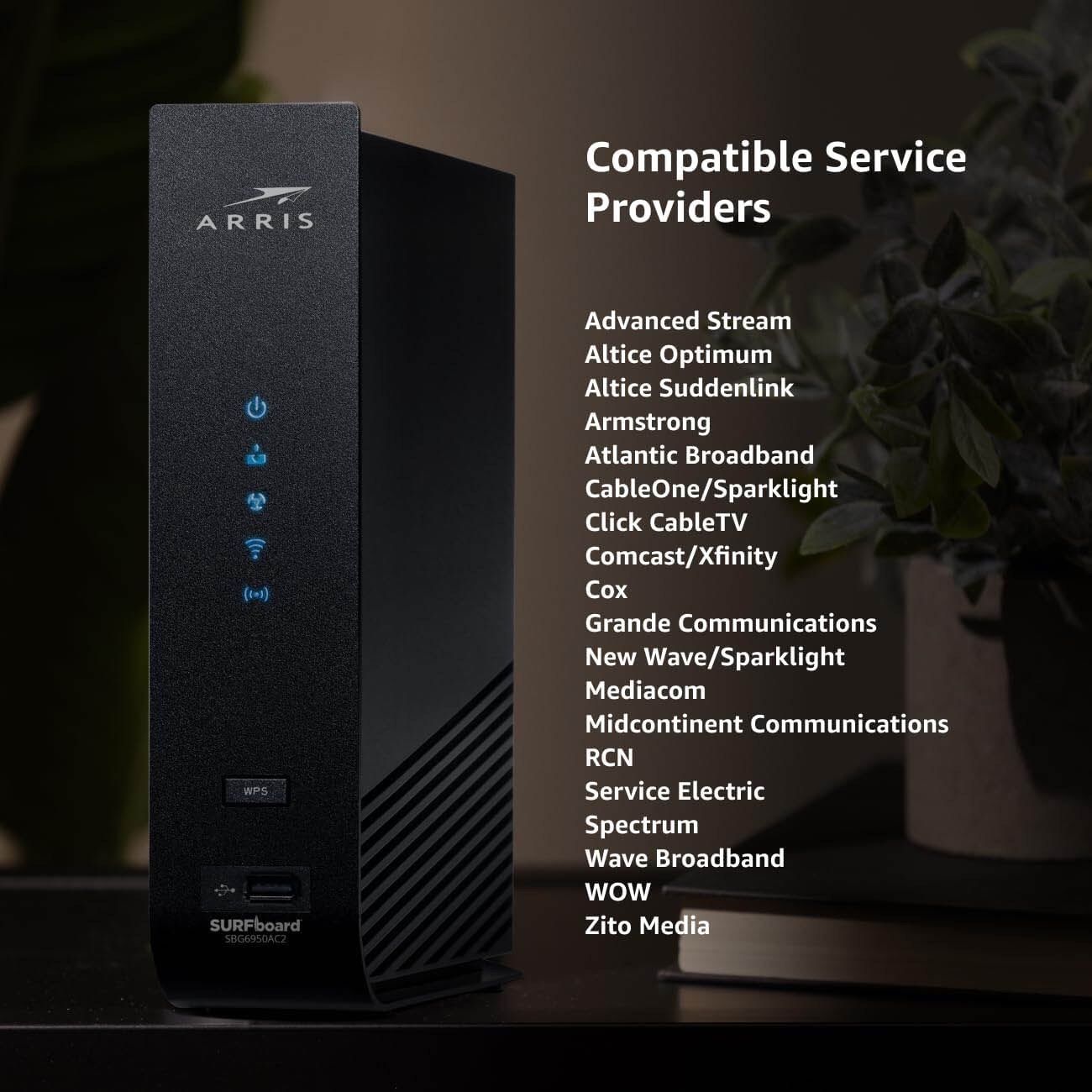 ARRIS Surfboard SBG6950AC2 DOCSIS 3.0 Cable Modem & AC1900 Wi-Fi Router Refurbished