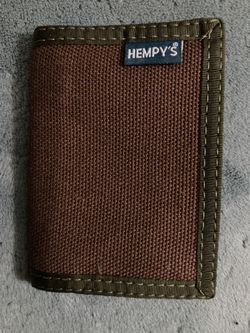 New, Unused, Planet Hempy’s Hemp Wallet - Brown With Army Green Trim