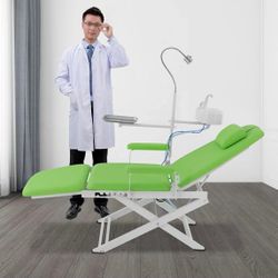 Portable Foldable Dental Patient Chair, Freestanding Patient Chairs with Operating LED Lamp & Tray & Waste Basin,