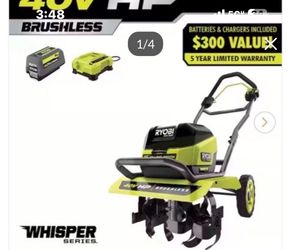 RYOBI TILLER NEW 40V HP Brushless 16 in. Front Tine Tiller with Adjustable Tilling Width with 6.0 Ah Battery and Quick Charger