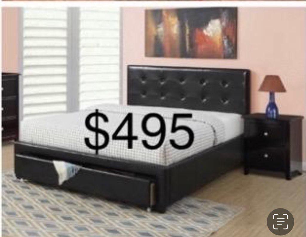 Black New Queen Bed With Orthopedic Supreme Mattress Included 