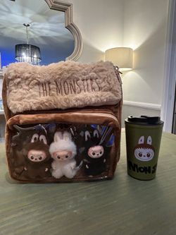 Authentic Pop Mart Labubu Fuzzy Backpack and Tumbler