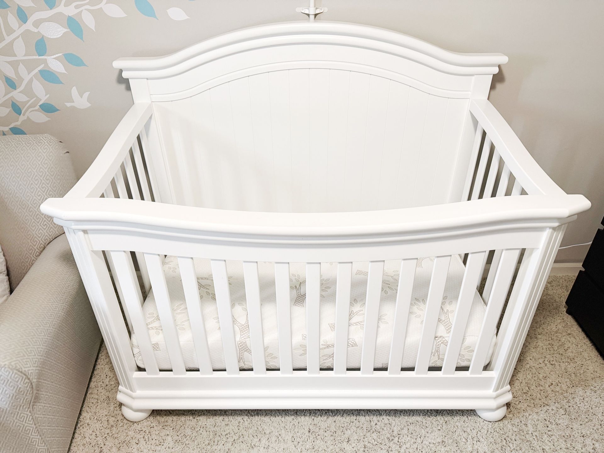 Solid Wood 3-in-1 Convertible Crib + FREE Dual-Sided Mattress!