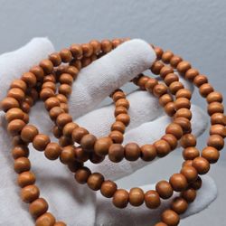 Vintage Natural Wood Bead Necklace Handmade Boho Rustic Jewelry