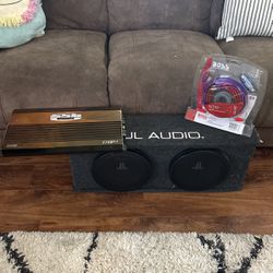 Car, JL Audio Dual Subwoofer With SSL 2F2200 AMP And Installation Kit