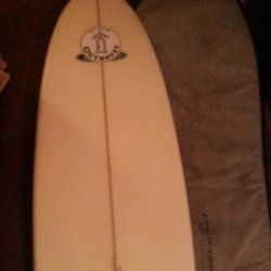 Kies Custom Shapes 8 Foot Surfboard With Destination Surfboard Bag
