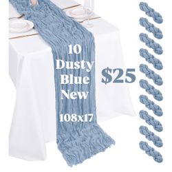 10 Pack Dusty Blue Cheesecloth Table Runner 17x108 Inch Boho Gauze Cheese Cloth Table Runners for Wedding Party Baby Shower Birthday Home Decor
