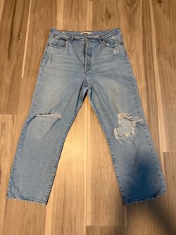 Levi's Light Blue Ribcage Straight ankle Ripped Jeans