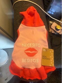 Paw Yeah! Dog Hoodie Dress “Necesito Besitos” Pink & Red – New with Tags