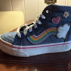Vans Sk8-Hi Zip “Rainbow Denim” Kids High-Tops – Size 10.