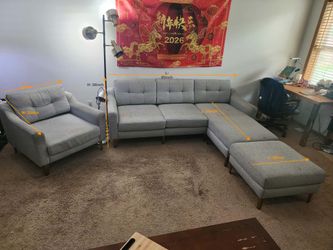 Used light grey sectional couch & chair