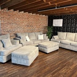 Delivery Available gray sofa/couch set w ottomans and oversized chair