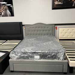 Gray full bed frame