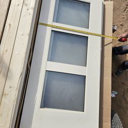 Modern White Door w/ Frosted Glass – 36” x 80”