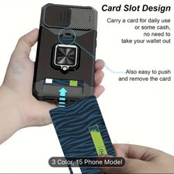 IPhone Shockproof, Heart Phone Case With Metal Stand And Card Slot