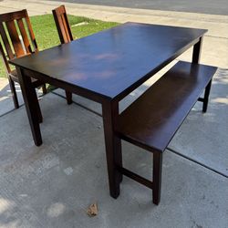 Brown Wood Table And Chairs