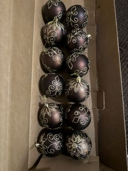 12 Brown & Gold Ornaments 