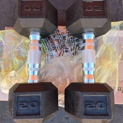 2-20 Lbs Rubber Hex Dumbbells With Chrome Handles  