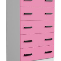 White & Pink Wooden Dresser 