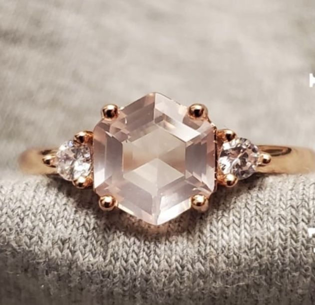 Rose Quartz Rose Gold Ring S925 Size 8