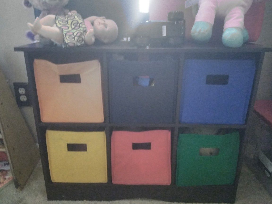 Kids toy storage wood case